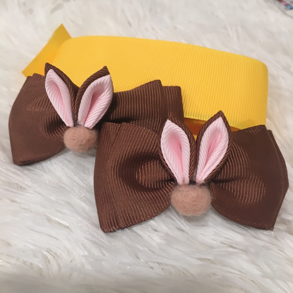 2PCS Hair Bows Handmade For Easter Handmade